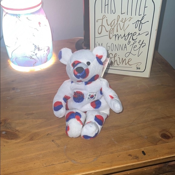 Ty Other - White Bear with Red and Blue Accents